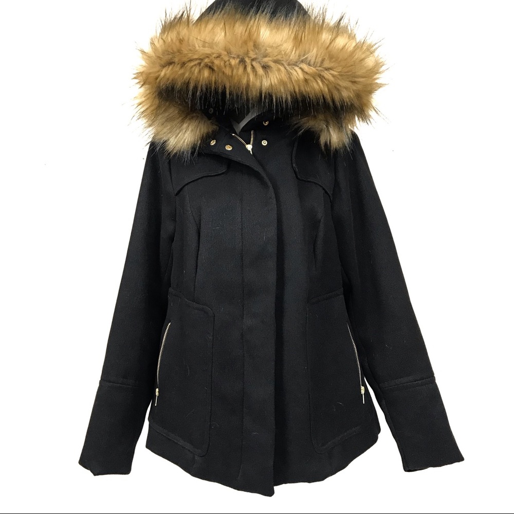 Torrid faux fur wooly hood. Black coat 0 - Picture 3 of 6